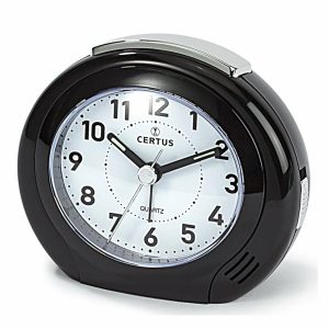 RÉVEIL CERTUS NOIR CADRAN BLANC