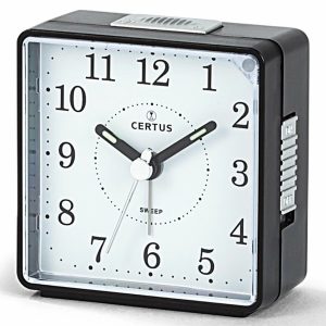 RÉVEIL CERTUS SWEEP NOIR CADRAN BLANC