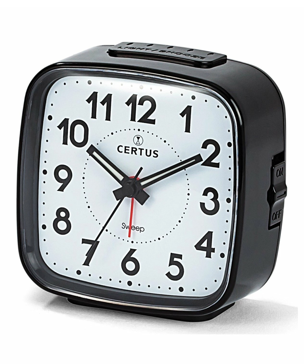 RÉVEIL CERTUS NOIR CADRAN BLANC