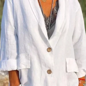 Jessica - Manteau léger pour femmes en lin avec boutons