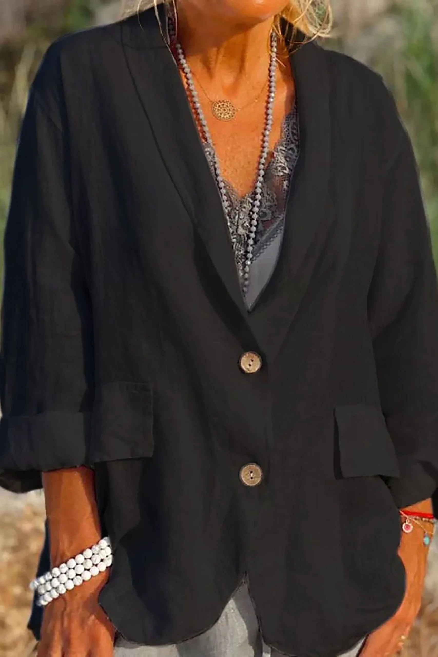 Jessica - Manteau léger pour femmes en lin avec boutons – Image 3