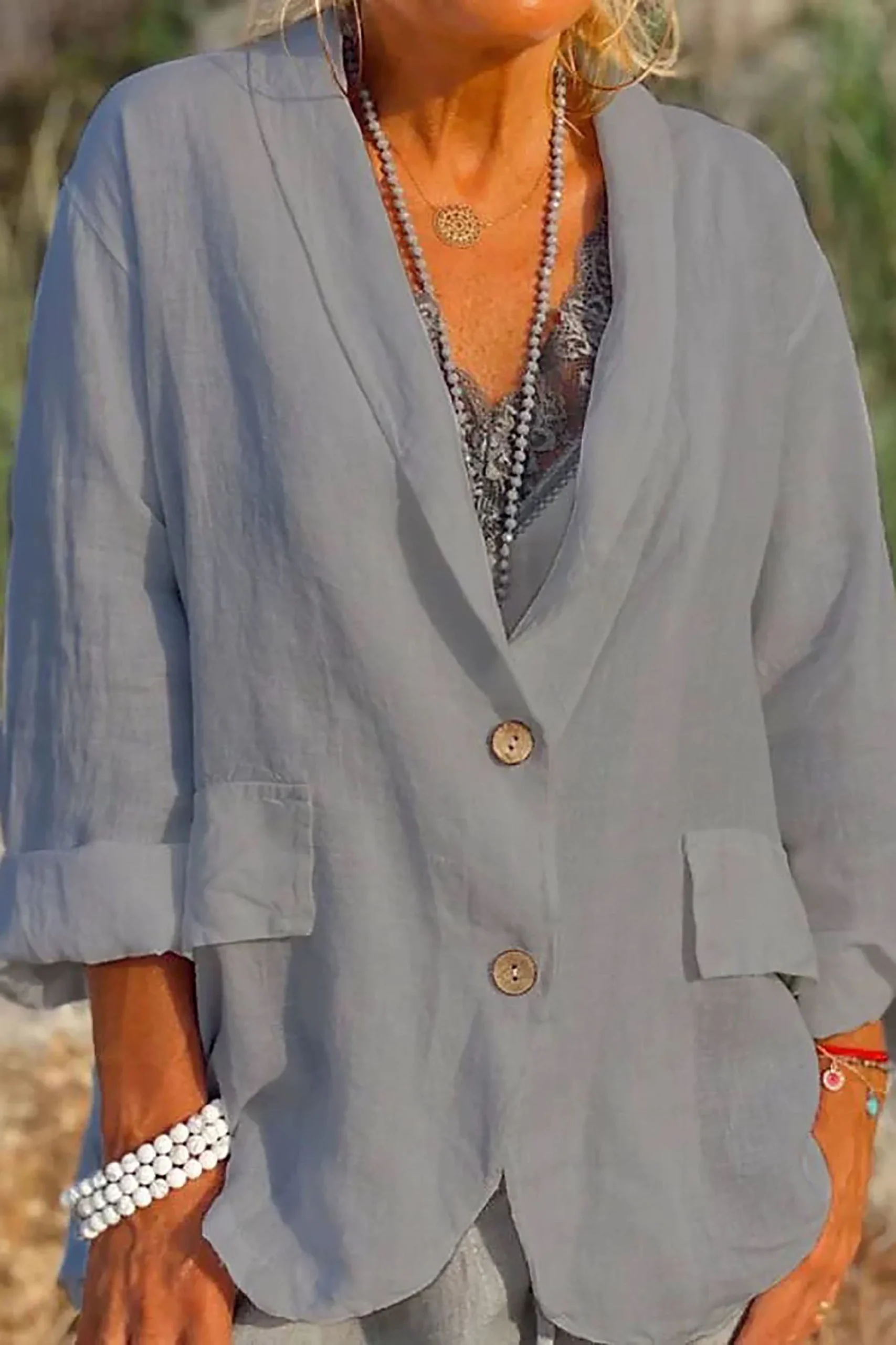 Jessica - Manteau léger pour femmes en lin avec boutons – Image 4