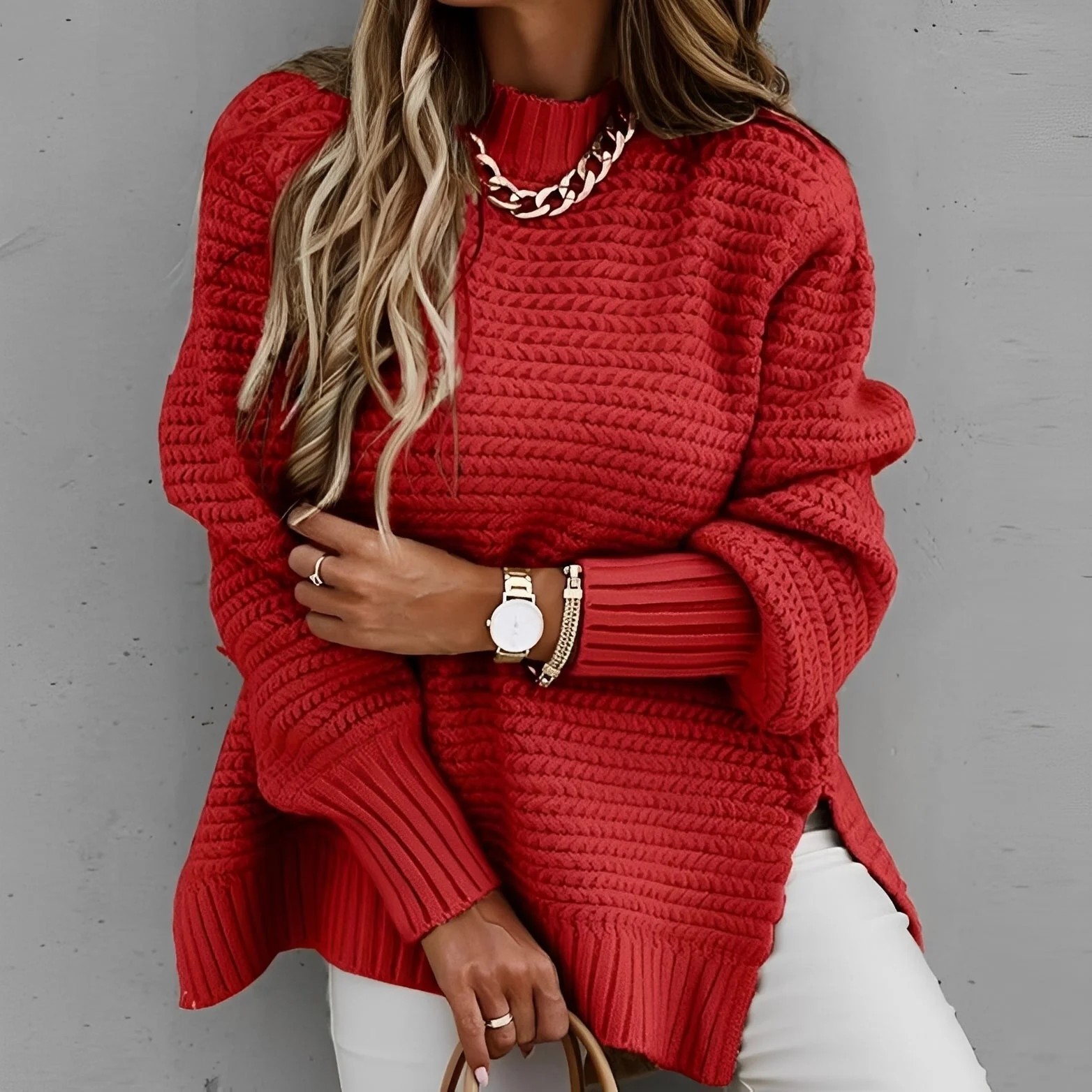 Joanne - Pull chic avec fente latérale pour femmes – Image 3