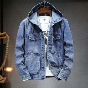 Marcus - Veste en jean tendance à capuche pour hommes