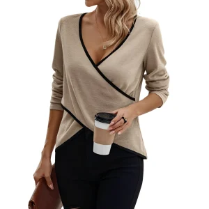 Rachel - Élégant haut à manches longues avec col en V pour femmes