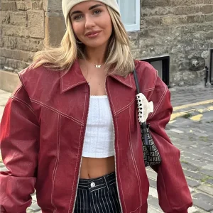 Céllee - Veste d'hiver en cuir oversize pour femme