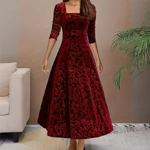 Malvina -  Élégante robe à encolure carrée pour femmes