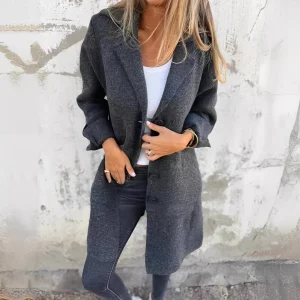 Odile - Manteau long décontracté à revers pour femme