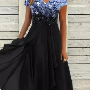 Robe Col en V Plissé  Pour Femme | Midi