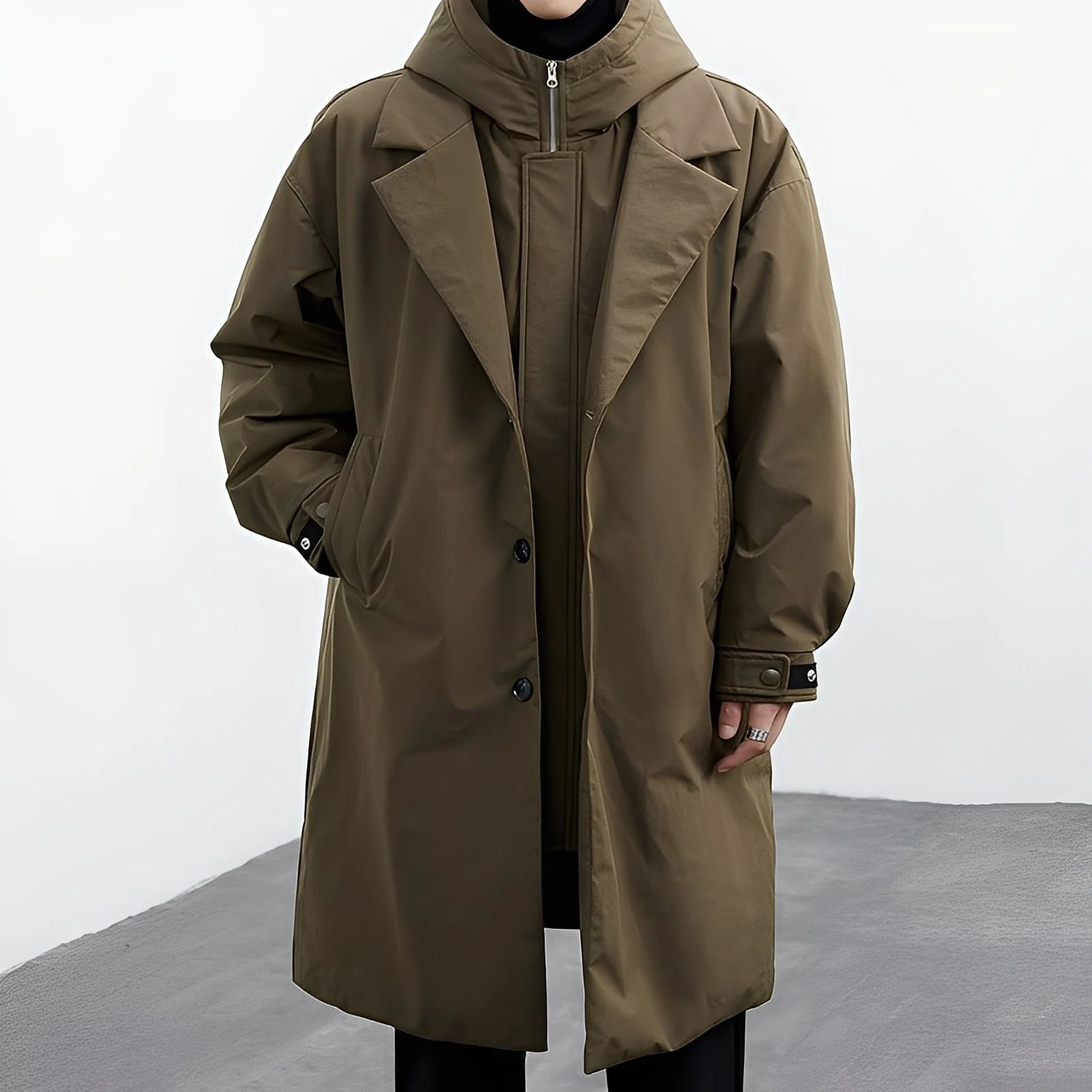 Jordon - Trench long multifonction avec capuche pour hommes