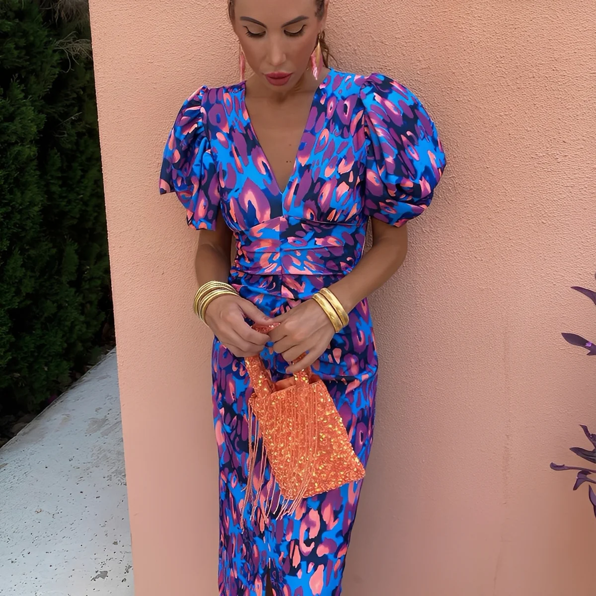 Gaëlle - Robe colorée à manches plissées pour femme – Image 2