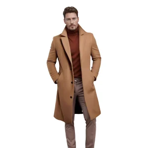 Evans - Manteau classique mi-long en laine pour homme