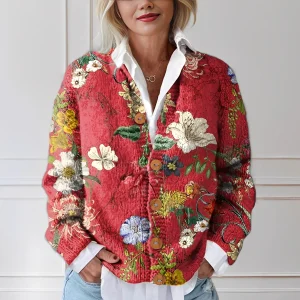 Yasmin - Cardigan chic avec motif floral pour femmes