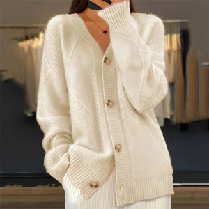 Lauren - Cardigan tendance avec grands boutons pour femmes