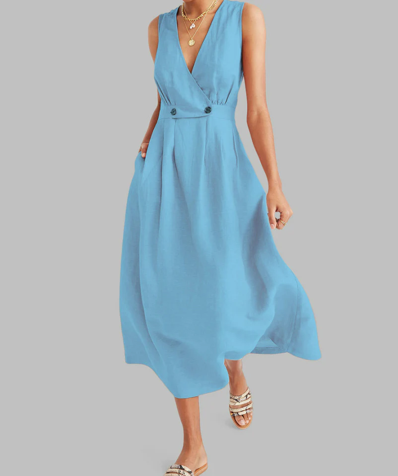 Robe en lin pour femmes, sans manches – Image 8