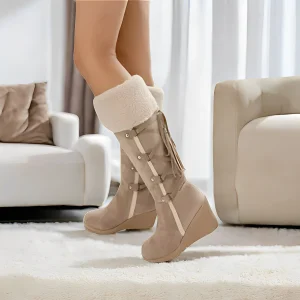 Maria - Chaussures chic avec talons compensés et intérieur en fourrure pour femmes