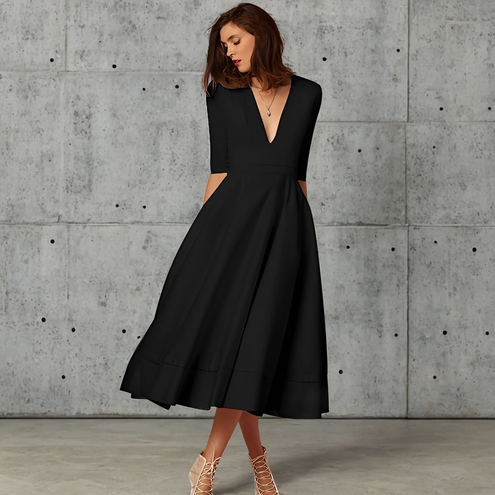 Fayei - Robe stylée à col en V pour femmes – Image 3