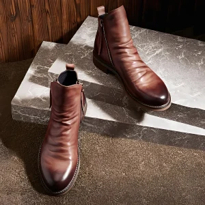 Kerrick - Bottes en cuir avec zip pour hommes, style classique