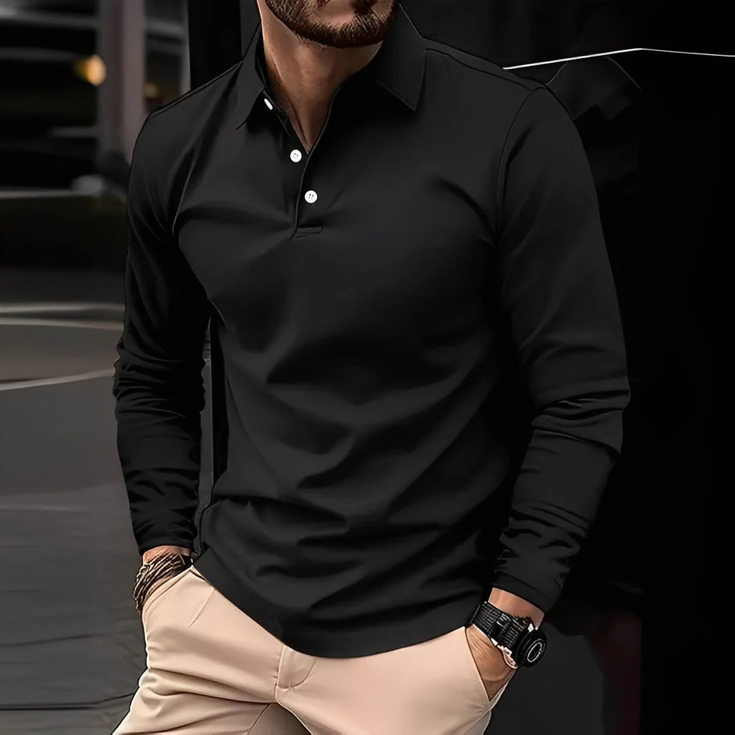 Stephen - Polo homme décontracté à manches longues – Image 3