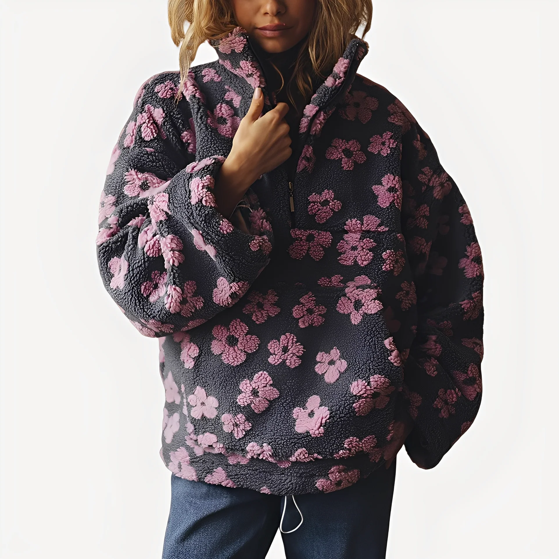 Elizabeth - Pull Sherpa chic à motif floral pour femmes – Image 6