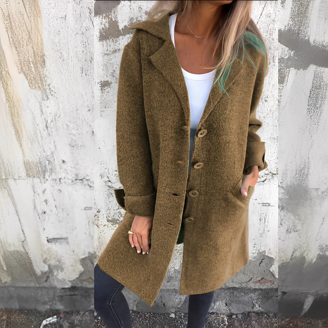 Odile - Manteau long décontracté à revers pour femme – Image 5