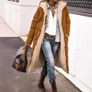 Nadège - Manteau d'hiver long matelassé à capuche pour femme