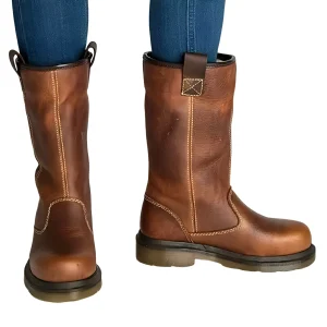 Alexia - Bottes vintage en cuir avec doublure en fourrure pour femmes