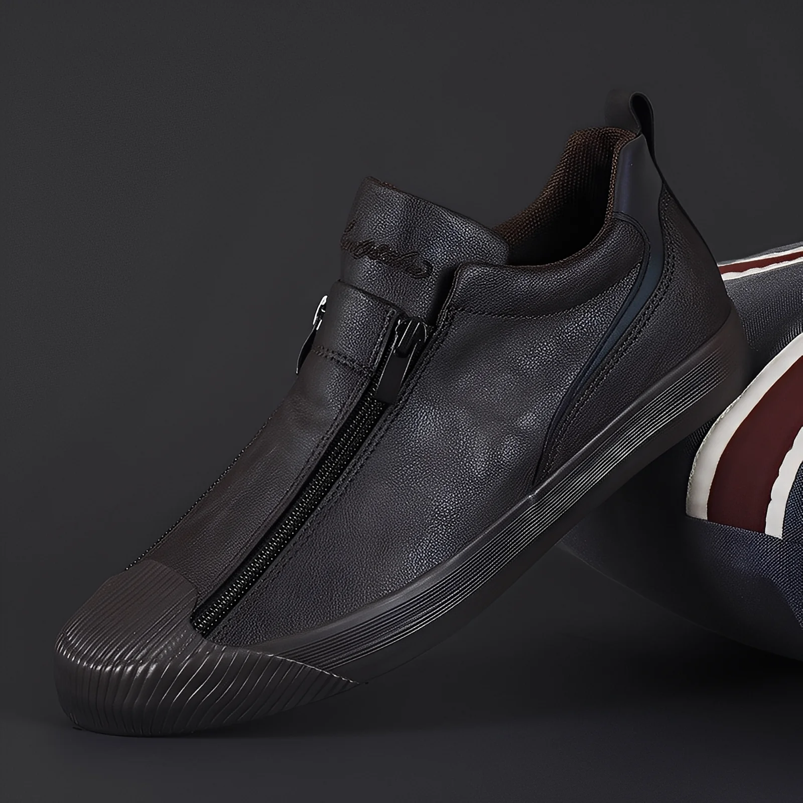 Marcus - Chaussures en cuir à double fermeture éclair pour hommes – Image 3