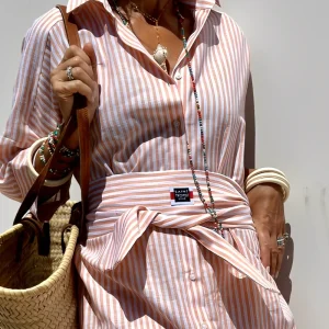 Christel - Robe polo longue à rayures pour femme