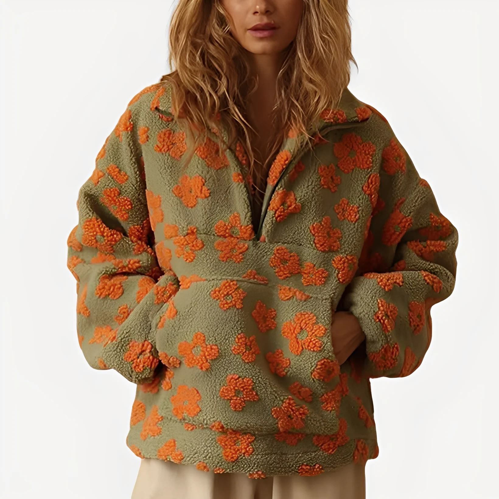 Elizabeth - Pull Sherpa chic à motif floral pour femmes – Image 5