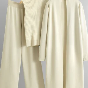 Angie - Élégant ensemble tricot de 3 pièces pour femmes
