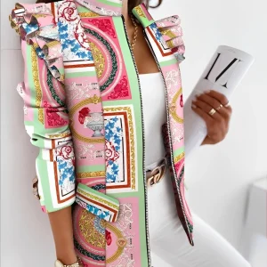 Amelia - Blazer à volants et zip pour femmes