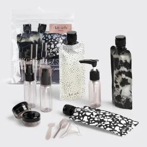 Black & Ivory Travel Bottles for Toiletries 11pc Set