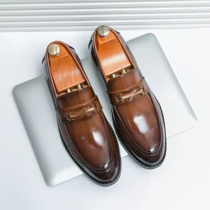 Marcus - Mocassins en cuir élégants avec talons bas pour hommes