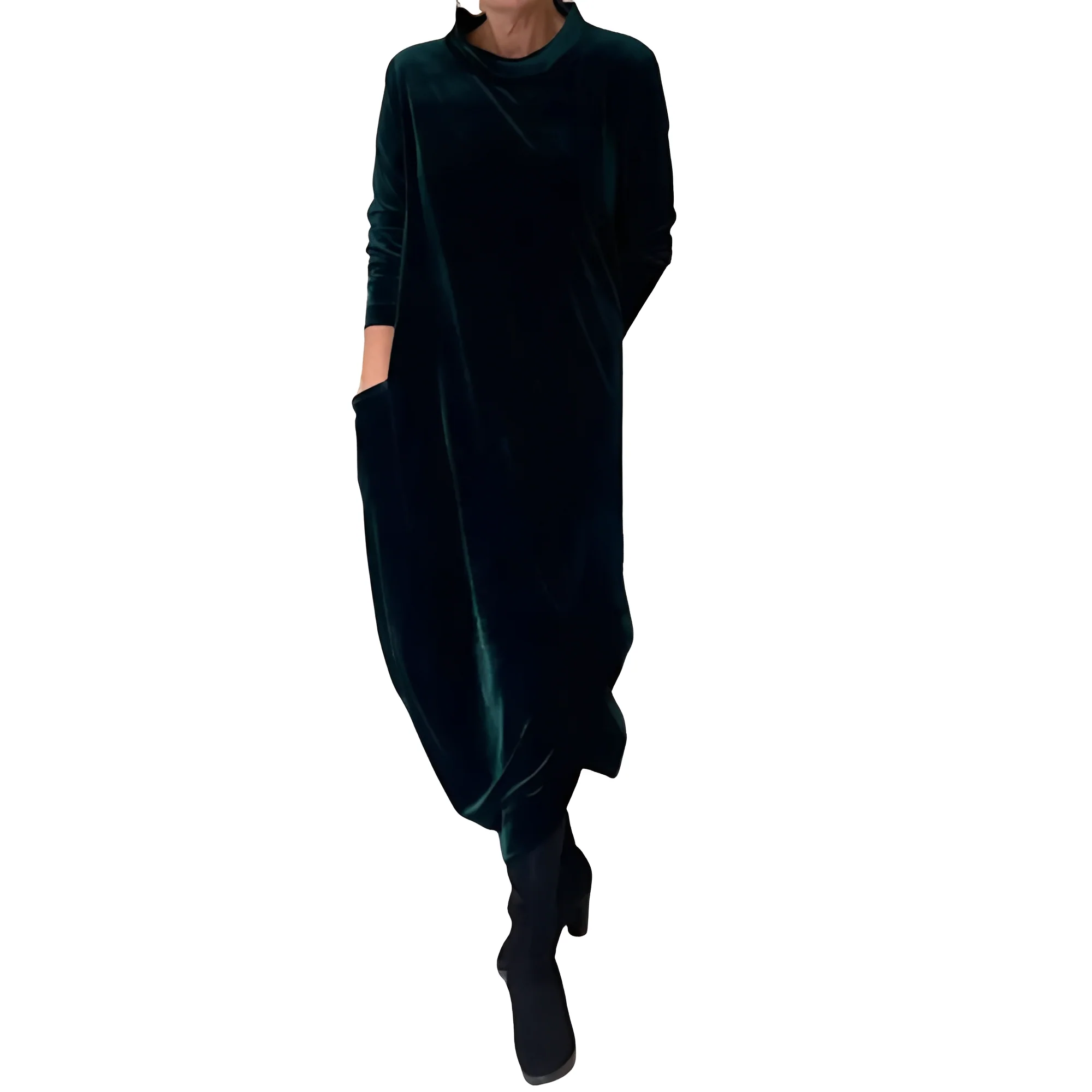 Roxanne - Robe longue chic en velours avec poches pour femmes – Image 4