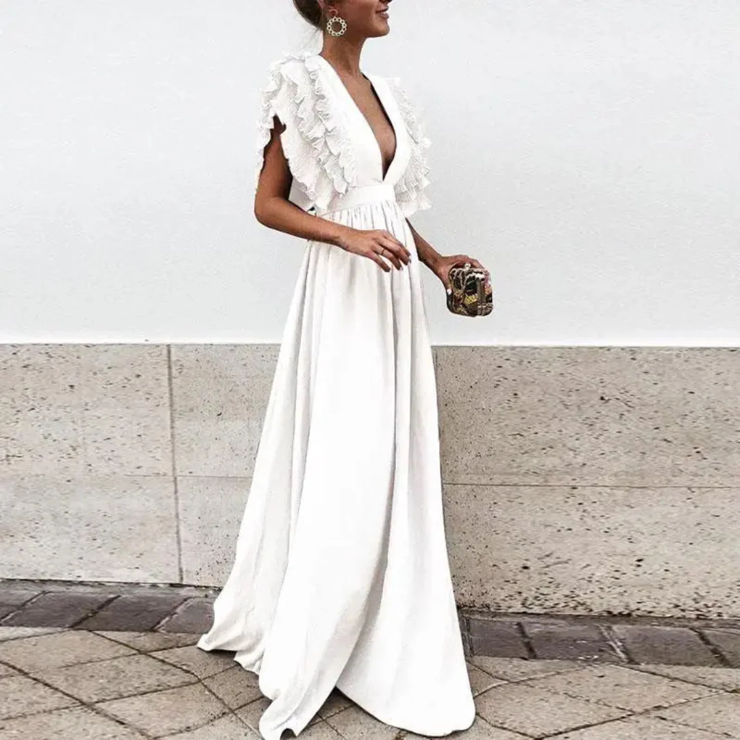Robe d'invitée de Mariage Manches froncées Pour Femme | Maxi – Image 4