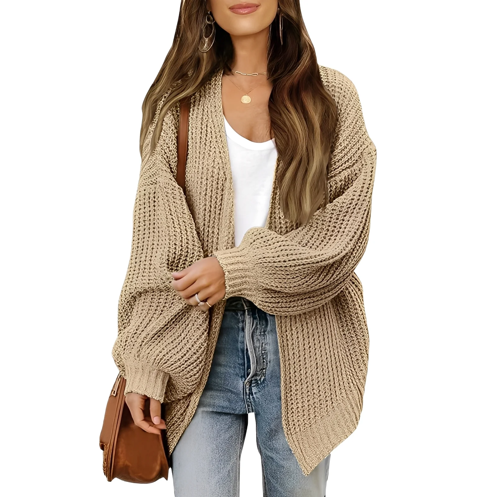 Nelly - Cardigan ample ouvert sur le devant pour femme