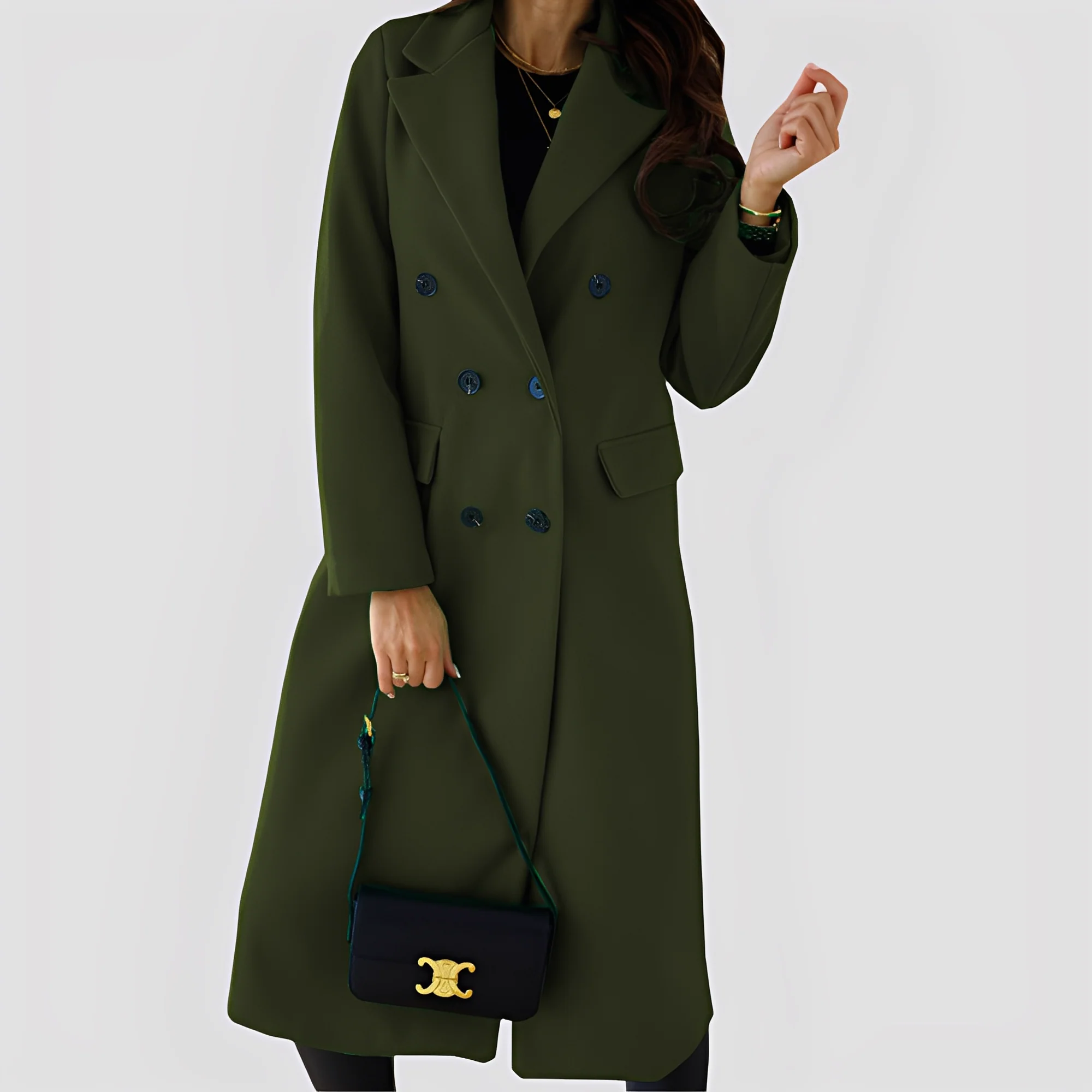 Jasmin - Long manteau chic pour femmes avec double boutonnage – Image 8