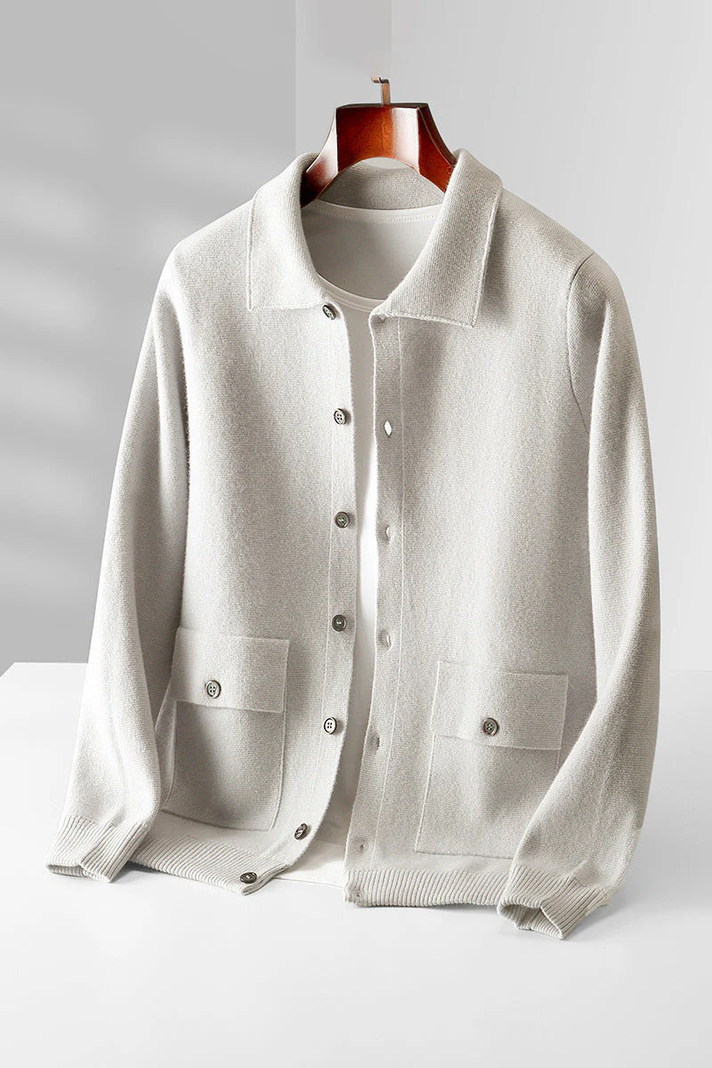 Herbert - Cardigan chic en tricot dense avec poches pour hommes