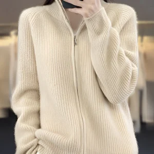 Brylee - Veste en laine contemporaine avec fermeture éclair pour femmes