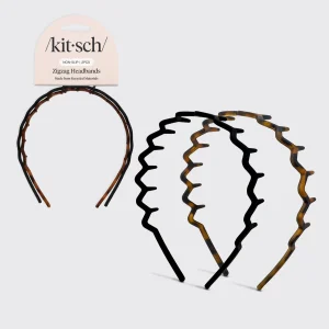 Zig Zag Headband 2pc- Black & Tort
