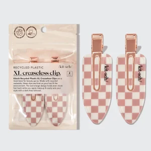 XL Terracotta Checker Creaseless Clips 2pc Set