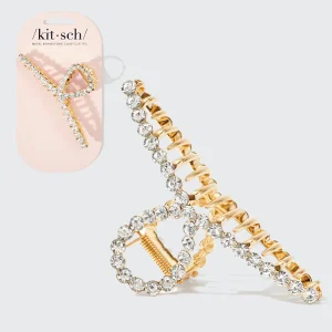 Gold Metal Rhinestone Loop Claw Clip