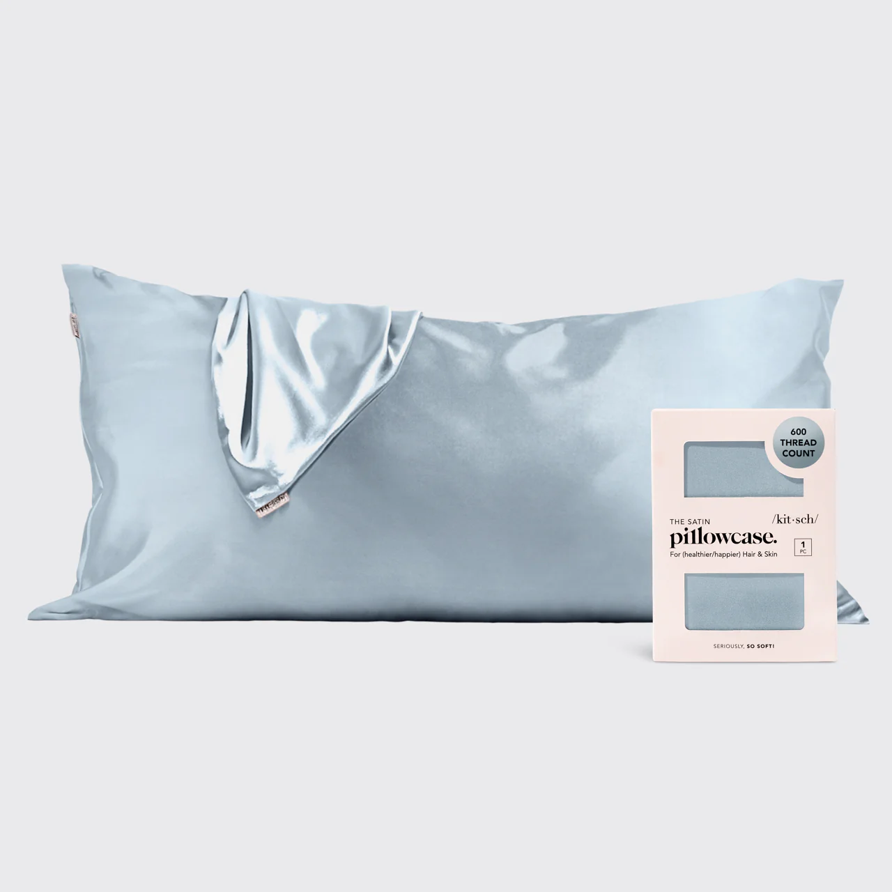 Satin Pillowcase in Haze Blue 2 Pack - King