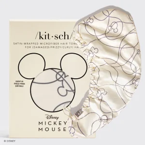 Mickey/ Minnie x Kitsch Satin-Wrapped Hair Towel Mickey Maze - Cream