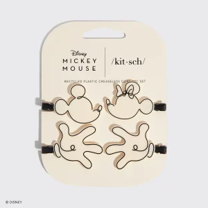 Mickey/ Minnie x Kitsch Recycled Plastic Creaseless Clips 4pc Set- Cream