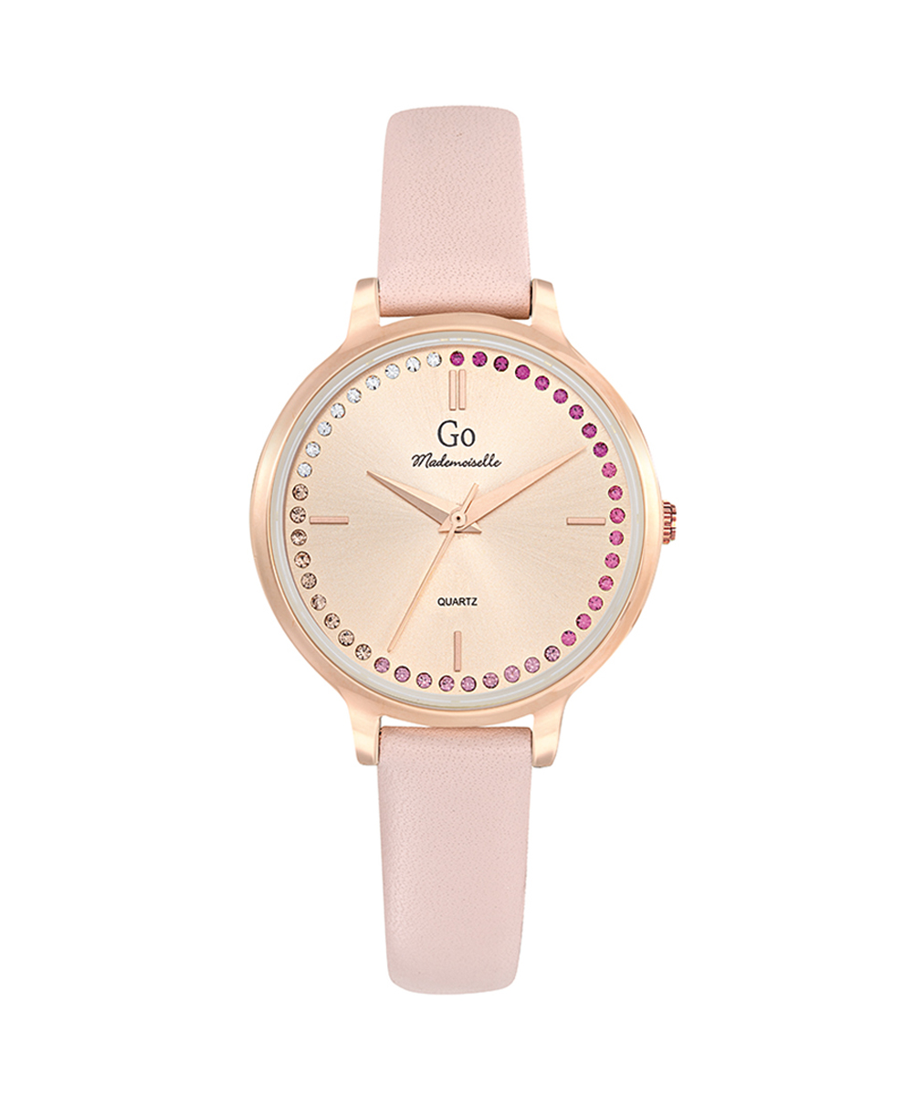 MONTRE GO MADEMOISELLE CUIR ROSE CADRAN ROSE