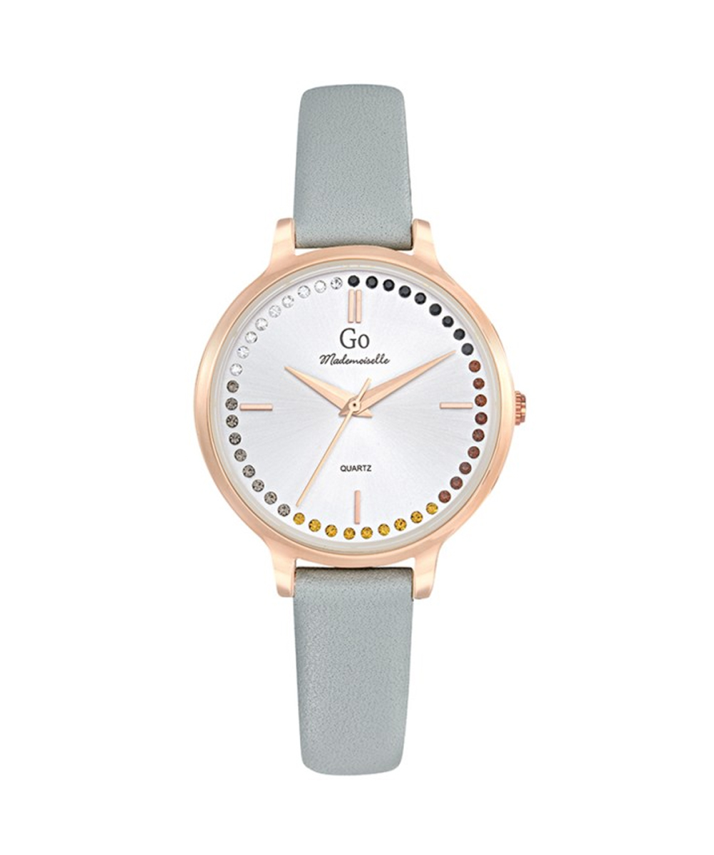 MONTRE GO MADEMOISELLE ACIER DORÉ ROSE CUIR GRIS