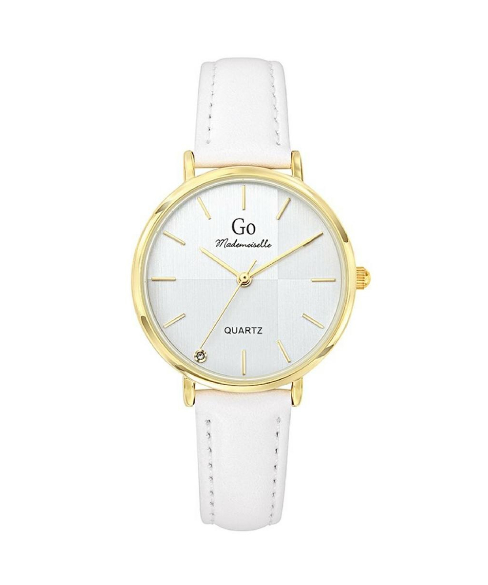 MONTRE GO MADEMOISELLE ACIER DORÉ CUIR BLANC