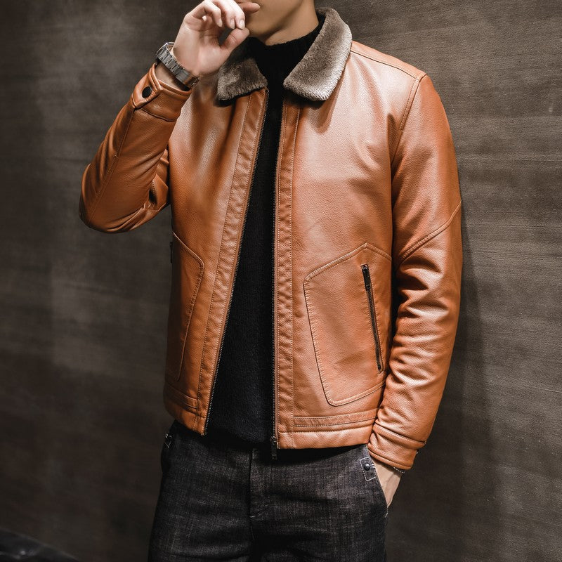 Ben - Blouson motard vintage en cuir chaud pour hommes
